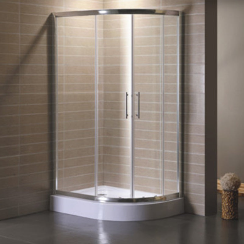 Corner Tempered Glass Shower Kit Silver Semi-Frameless Shower Kit