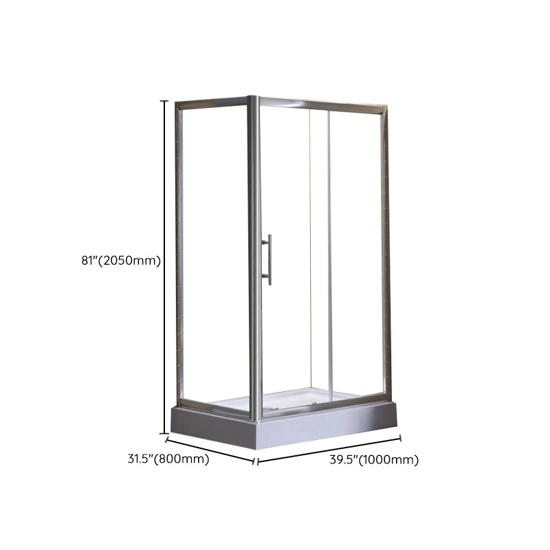 Corner Tempered Glass Shower Kit Silver Semi-Frameless Shower Kit