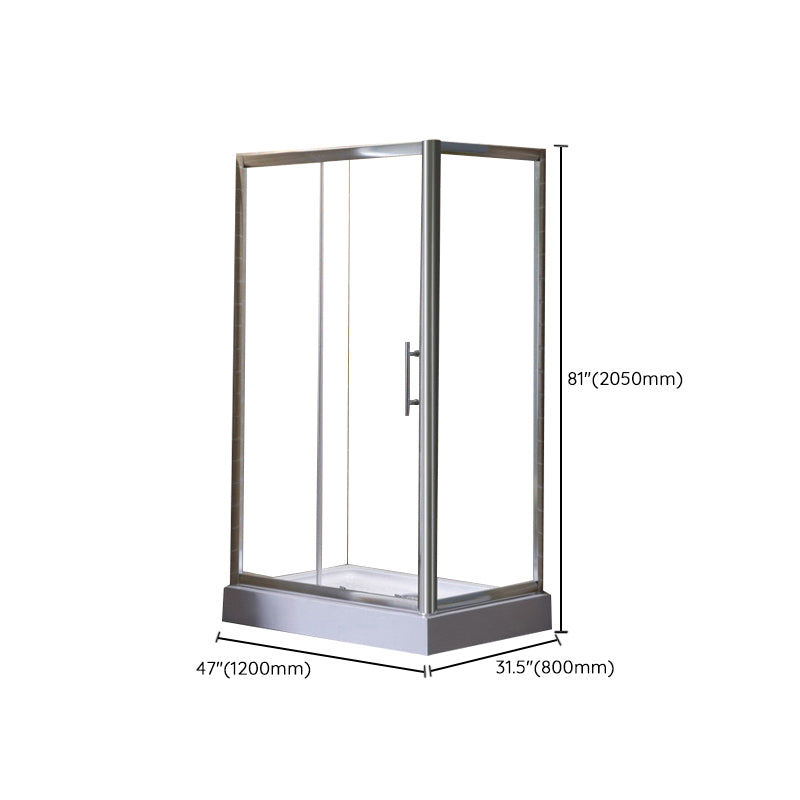 Corner Tempered Glass Shower Kit Silver Semi-Frameless Shower Kit