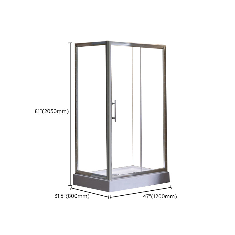 Corner Tempered Glass Shower Kit Silver Semi-Frameless Shower Kit