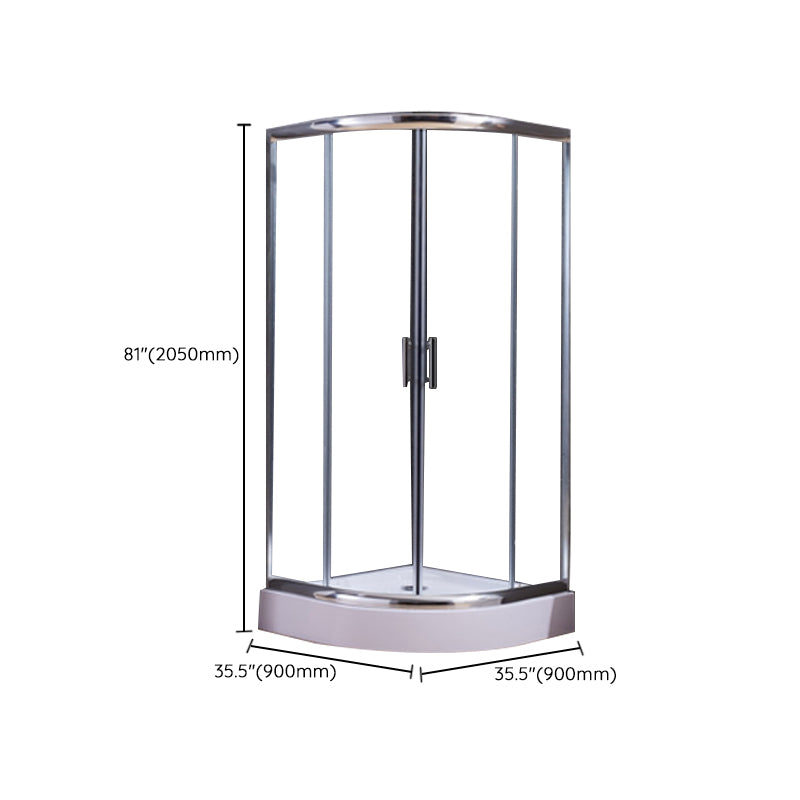 Corner Tempered Glass Shower Kit Silver Semi-Frameless Shower Kit