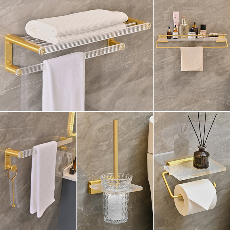 Metal and Acrylic Bathroom Accessory as Individual or as a Set in Gold