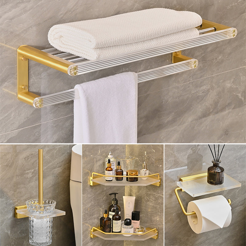 Metal and Acrylic Bathroom Accessory as Individual or as a Set in Gold