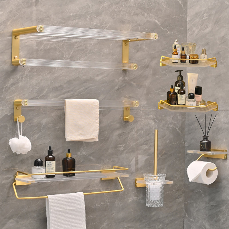 Metal and Acrylic Bathroom Accessory as Individual or as a Set in Gold