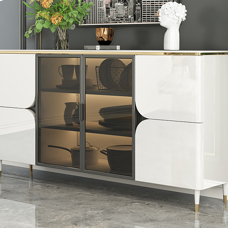 Contemporary Buffet Sideboard Stone Buffet Stand with Cabinets