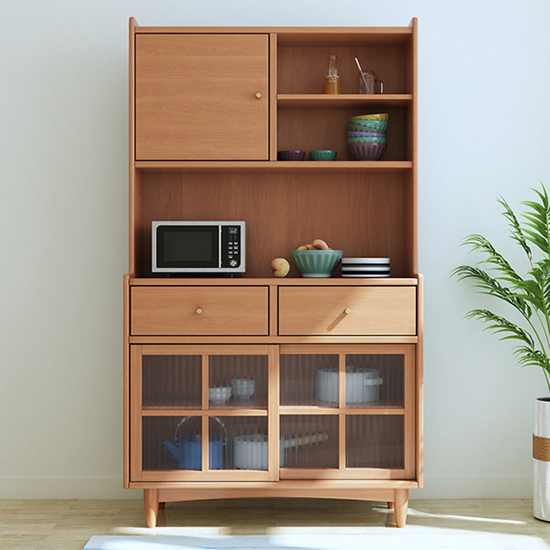 Contemporary Sideboard Solid Wood Buffet Stand with Cabinets and Drawers