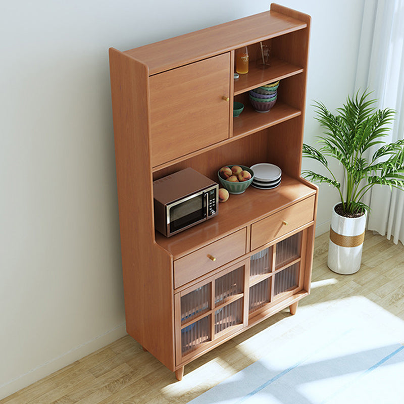 Contemporary Sideboard Solid Wood Buffet Stand with Cabinets and Drawers