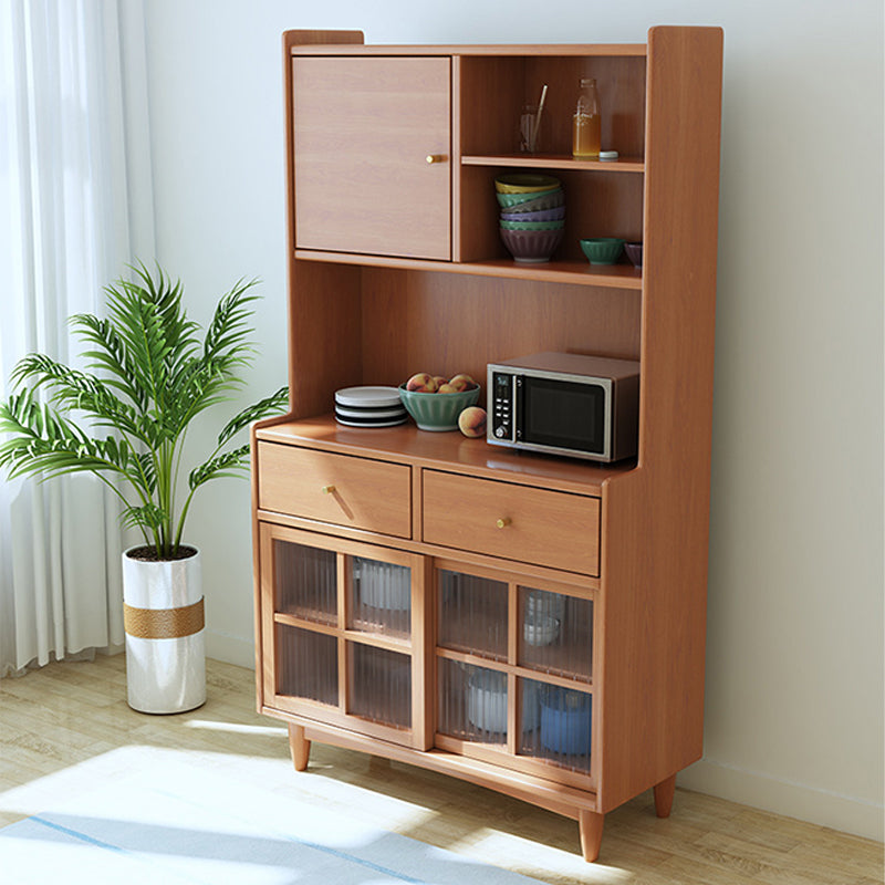 Contemporary Sideboard Solid Wood Buffet Stand with Cabinets and Drawers