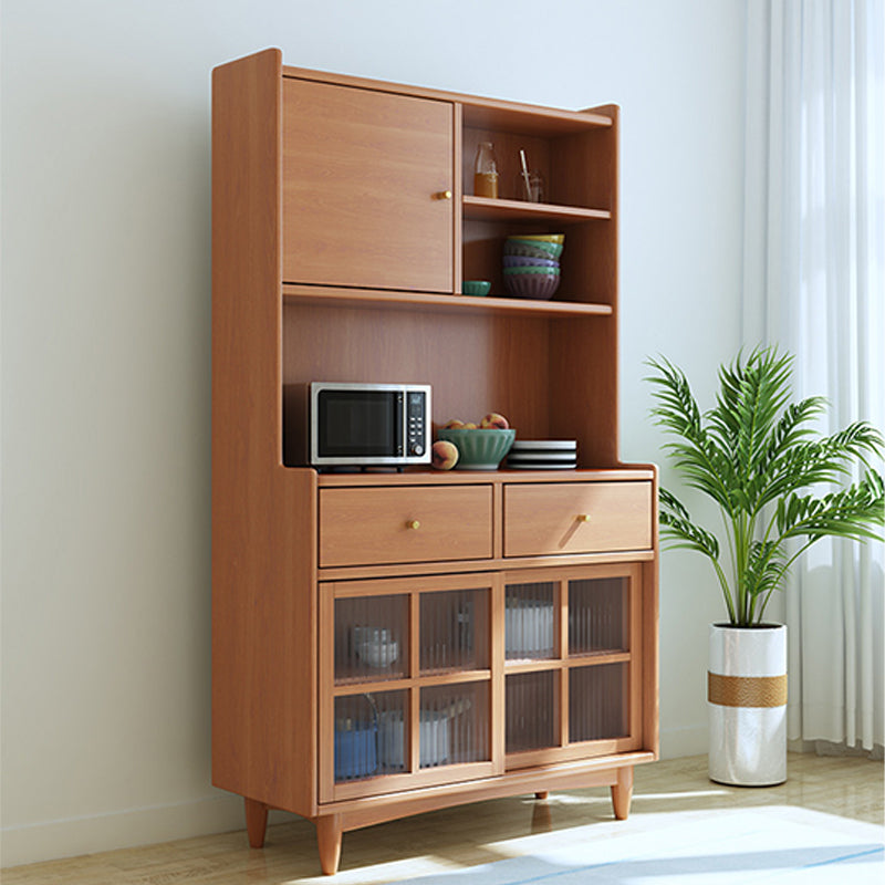 Contemporary Sideboard Solid Wood Buffet Stand with Cabinets and Drawers