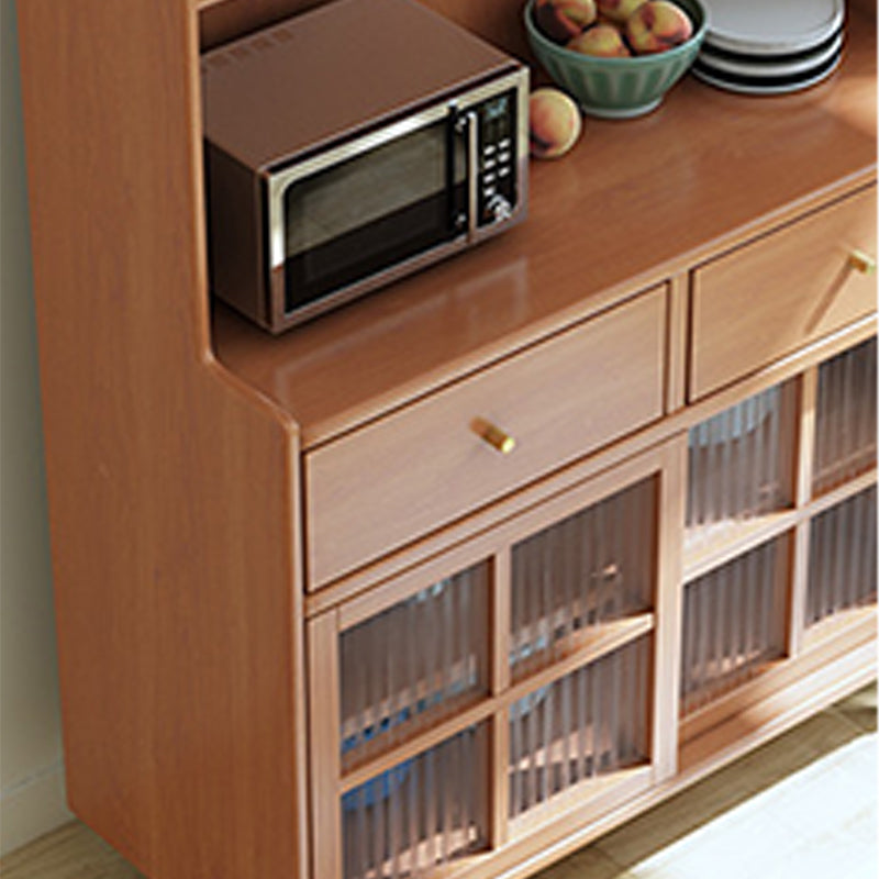 Contemporary Sideboard Solid Wood Buffet Stand with Cabinets and Drawers