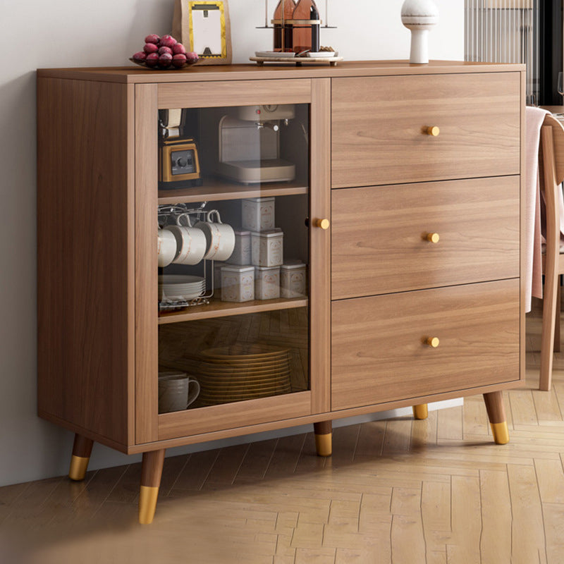 Contemporary Buffet Sideboard Wood Buffet Stand with Cabinets and Drawer