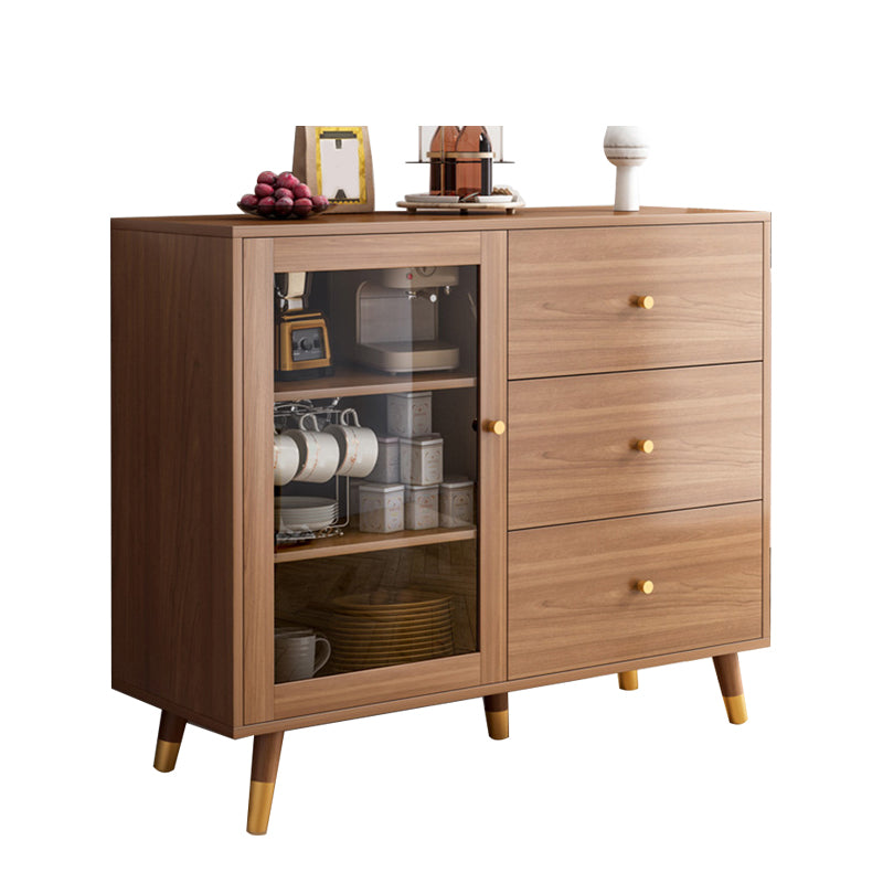 Contemporary Buffet Sideboard Wood Buffet Stand with Cabinets and Drawer