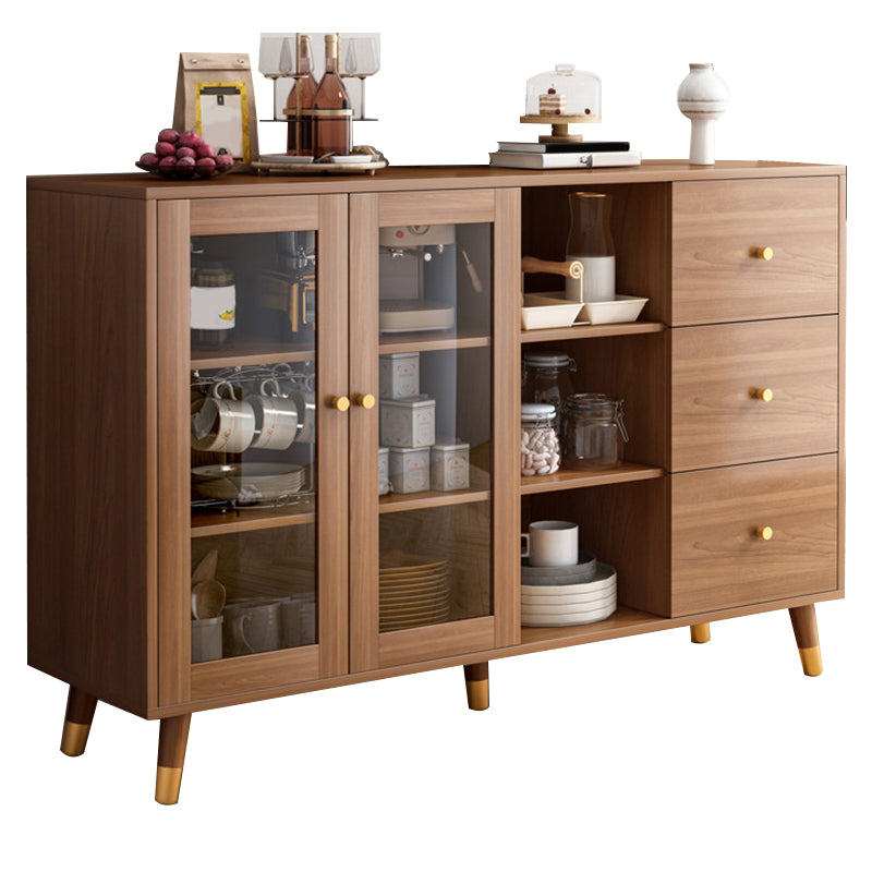 Contemporary Buffet Sideboard Wood Buffet Stand with Cabinets and Drawer