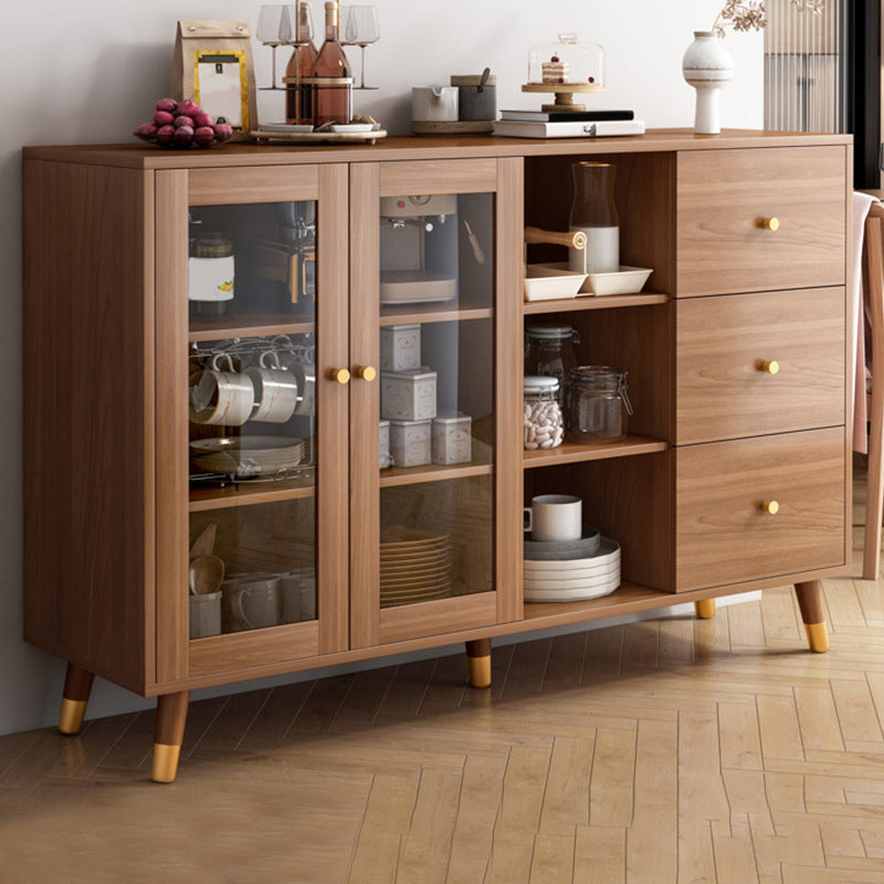 Contemporary Buffet Sideboard Wood Buffet Stand with Cabinets and Drawer