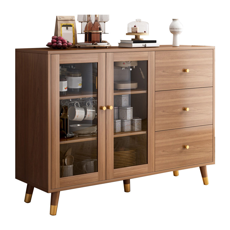 Contemporary Buffet Sideboard Wood Buffet Stand with Cabinets and Drawer