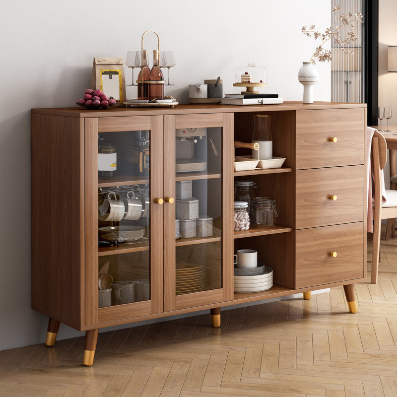 Contemporary Buffet Sideboard Wood Buffet Stand with Cabinets and Drawer