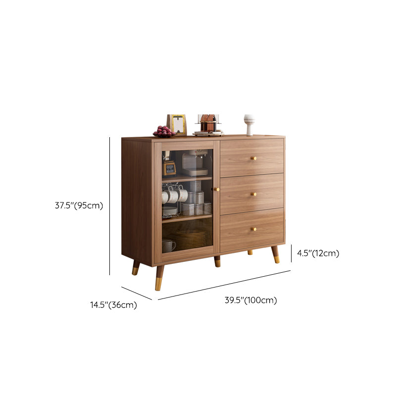 Contemporary Buffet Sideboard Wood Buffet Stand with Cabinets and Drawer