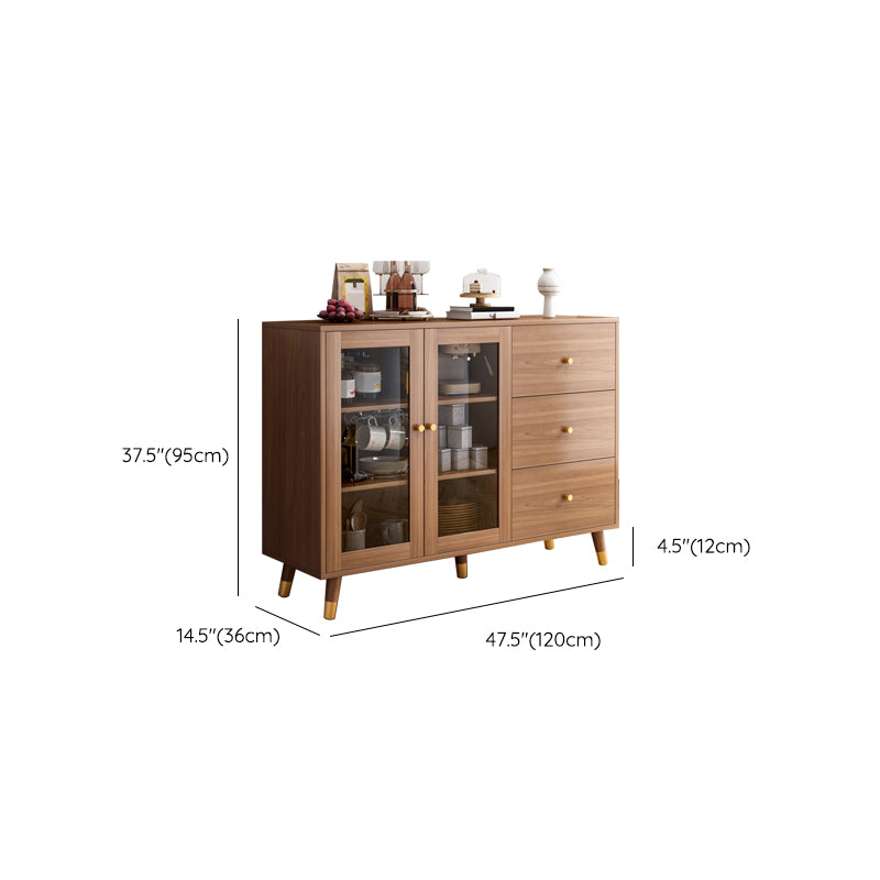 Contemporary Buffet Sideboard Wood Buffet Stand with Cabinets and Drawer