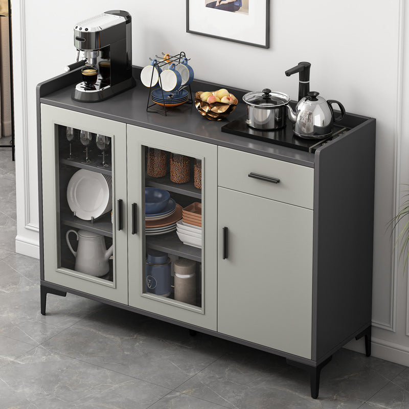 Contemporary Style Sideboard Wood Buffet Stand with Cabinets and Drawer