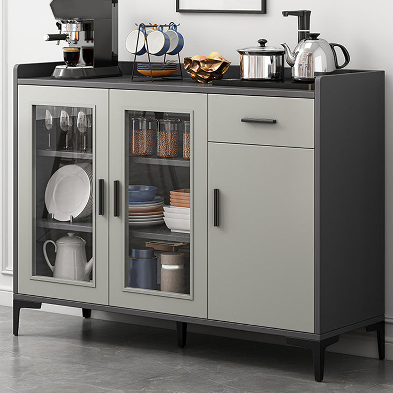 Contemporary Style Sideboard Wood Buffet Stand with Cabinets and Drawer