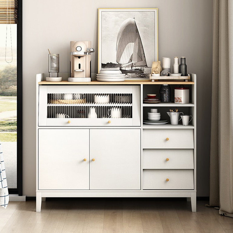 Contemporary Style Sideboard Wood Buffet Stand with Cabinet and Drawers