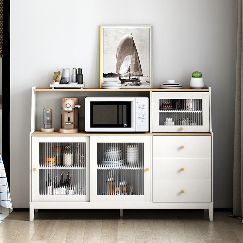 Contemporary Style Sideboard Wood Buffet Stand with Cabinet and Drawers