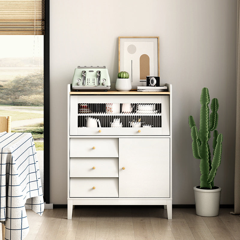 Contemporary Style Sideboard Wood Buffet Stand with Cabinet and Drawers