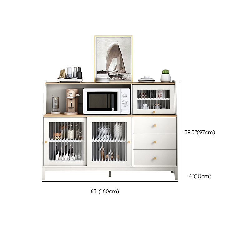 Contemporary Style Sideboard Wood Buffet Stand with Cabinet and Drawers