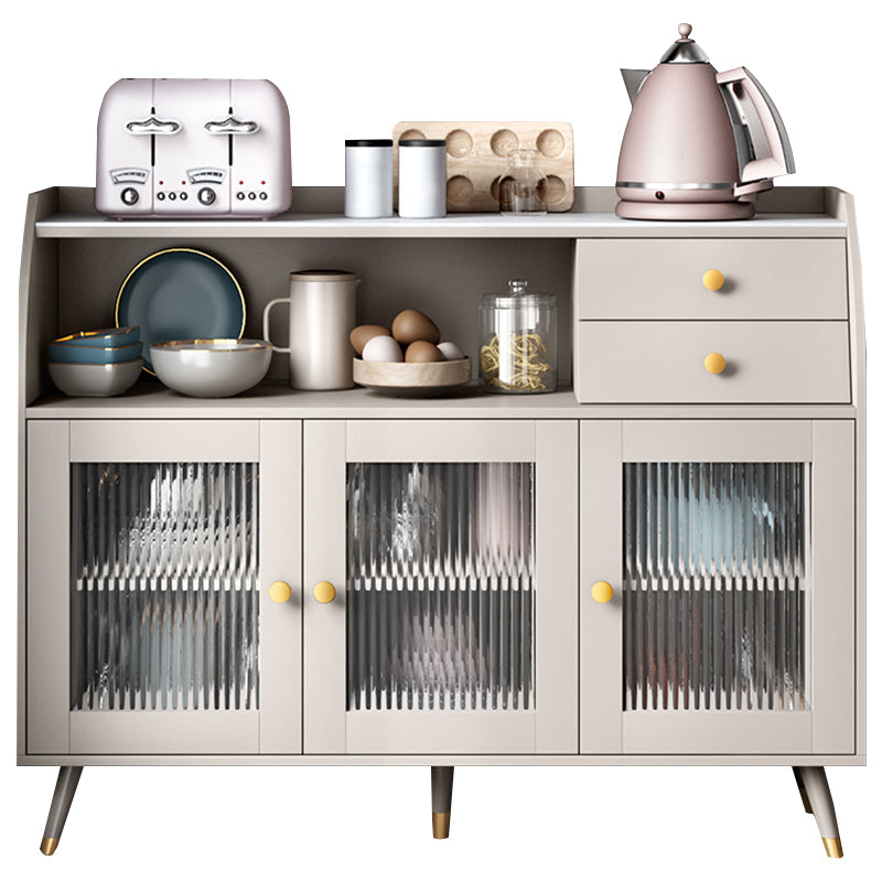 Contemporary Style Sideboard Wood Buffet Stand with Cabinets and Drawers