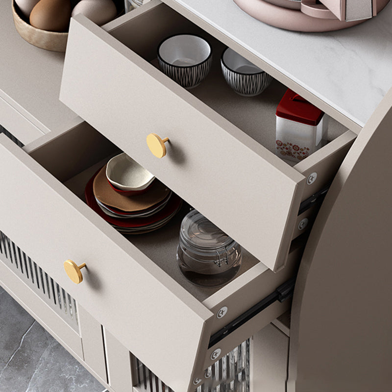 Contemporary Style Sideboard Wood Buffet Stand with Cabinets and Drawers