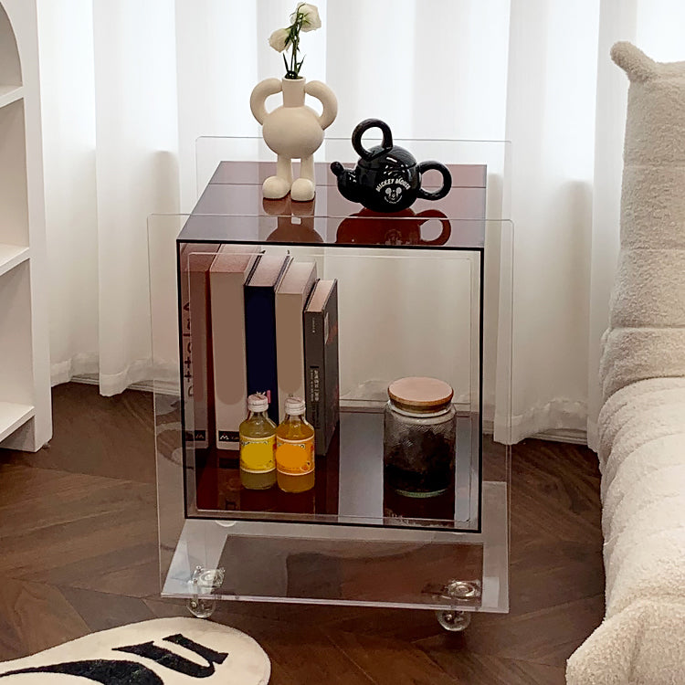 Square Acrylic Night Stand Open Storage Night Table for Bedroom