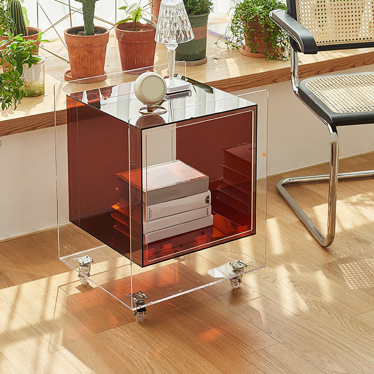 Square Acrylic Night Stand Open Storage Night Table for Bedroom