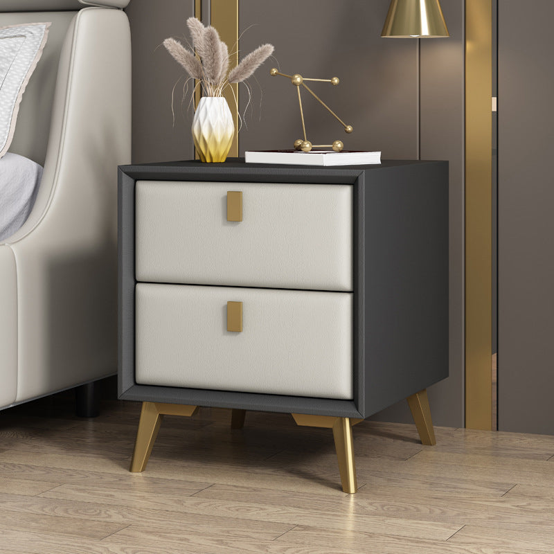 Modern Accent Table Nightstand Solid Wood Bed Nightstand with 2 Drawers