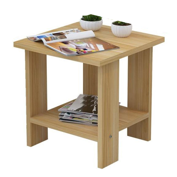 Wood Accent Table Nightstand Open Storage Night Table with 2 Shelves