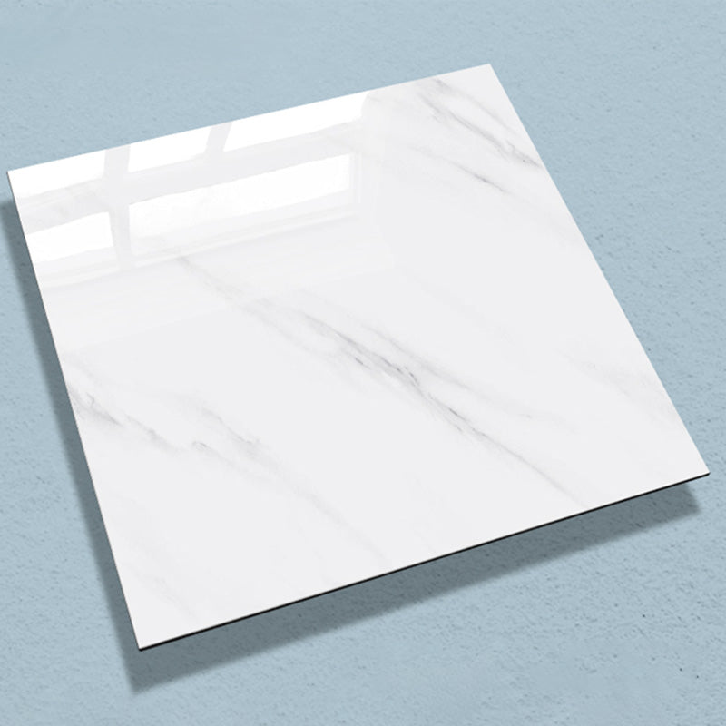 Square Ceramic Polished Straight Edge Singular Tile Marble Look Bathroom Floor