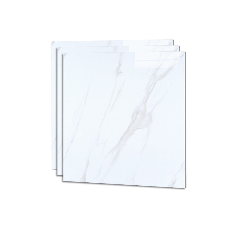 Square Ceramic Polished Straight Edge Singular Tile Marble Look Bathroom Floor