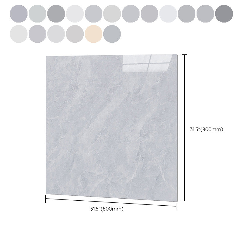 Square Ceramic Polished Straight Edge Singular Tile Marble Look Bathroom Floor