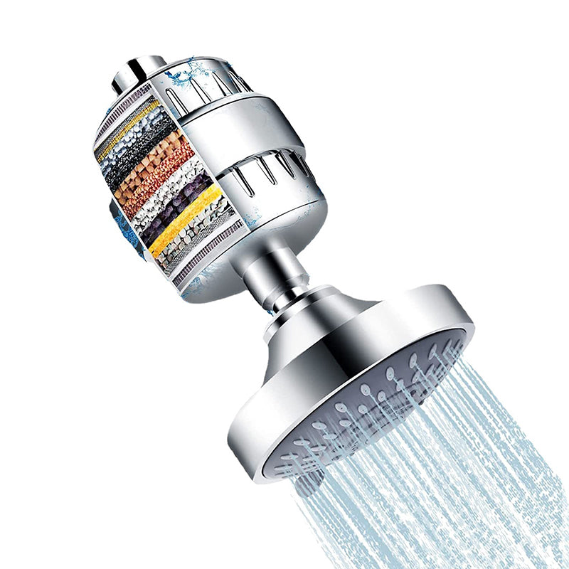 Modern Fixed Shower Head with Katalyst 4-inch Silver Wall-Mount Showerhead