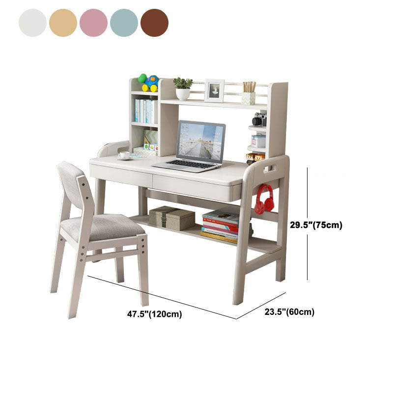 Modern Writing Desk Solid Wood Office Desk with Drawer for Bedroom