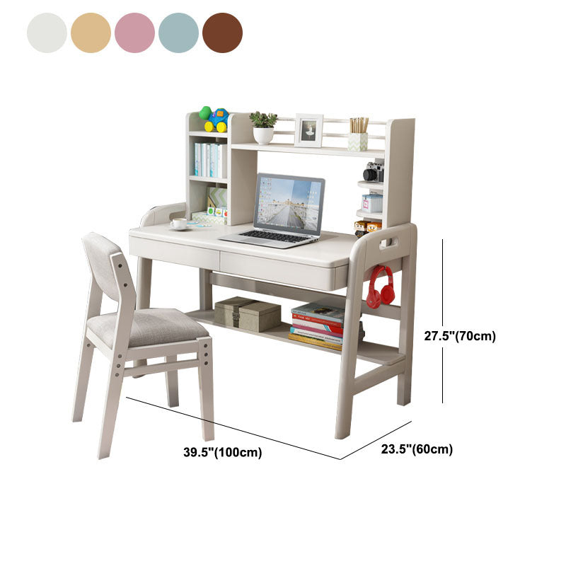 Modern Writing Desk Solid Wood Office Desk with Drawer for Bedroom