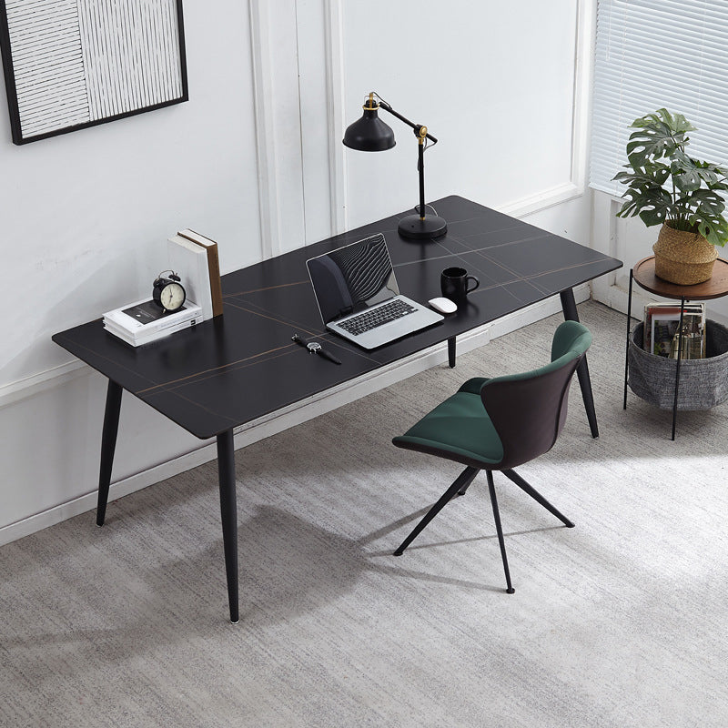 Rectangular Contemporary Writing Desk Parsons Office Desk with Metal Legs