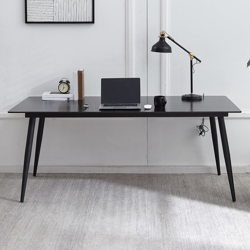 Rectangular Contemporary Writing Desk Parsons Office Desk with Metal Legs