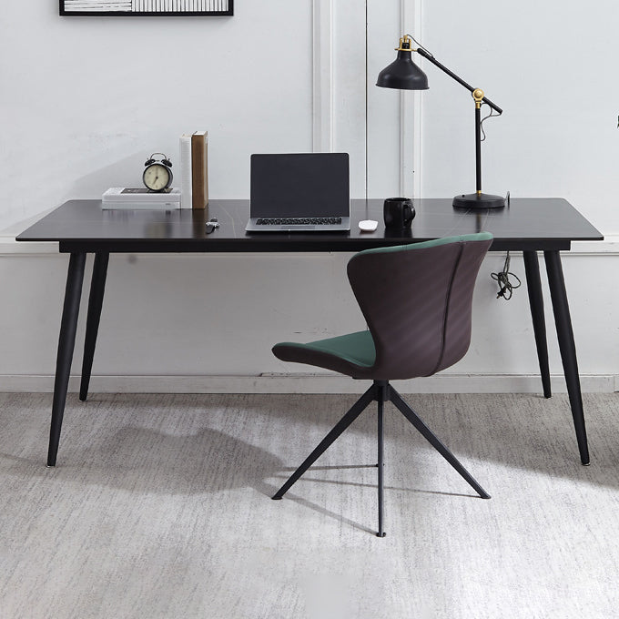 Rectangular Contemporary Writing Desk Parsons Office Desk with Metal Legs