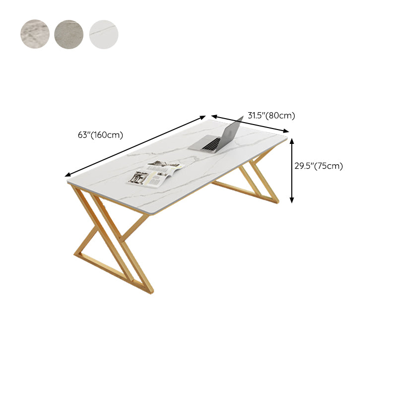 Glam Rectangular Office Desk Antique Finish Computer Desk with Metal Legs