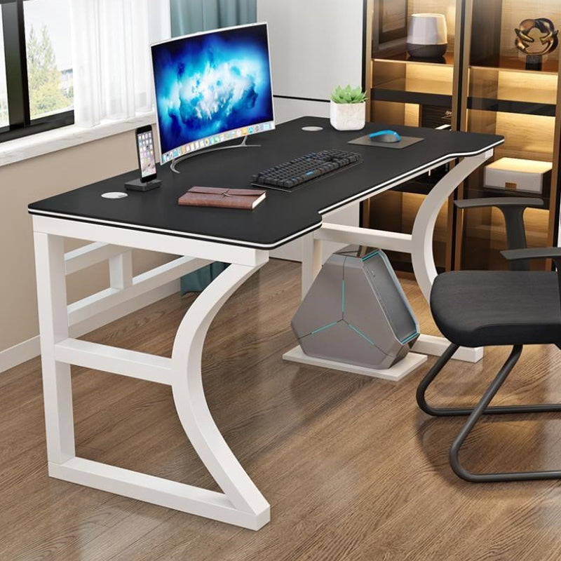 Contemporary Office Desk Antique Finish Computer Desk with Metal Legs