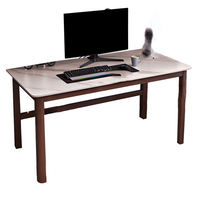 Modern Stone Computer Desk 29.53" Tall Curved Gaming Desk with Wooden Legs