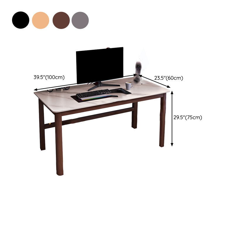 Modern Stone Computer Desk 29.53" Tall Curved Gaming Desk with Wooden Legs