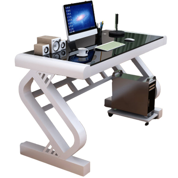 Rectangular Glass Top Office Desk Contemporary Computer Desk