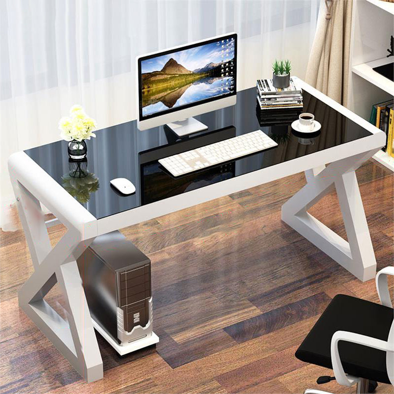 Rectangular Glass Top Office Desk Contemporary Computer Desk