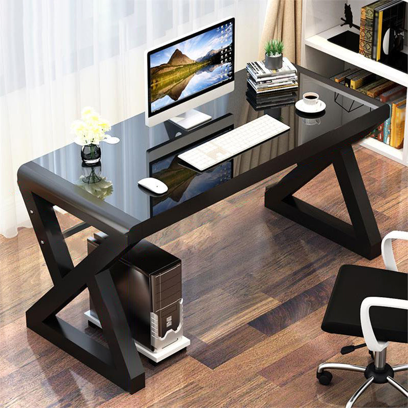 Rectangular Glass Top Office Desk Contemporary Computer Desk